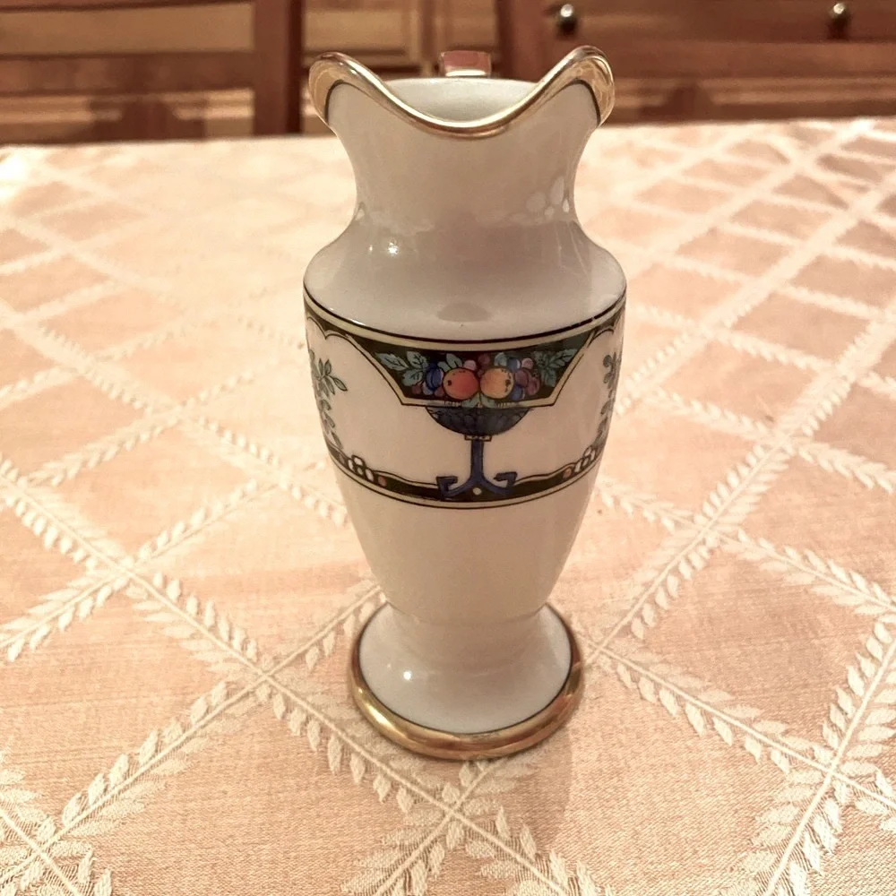 Noritake Creamer Pitcher Fruit & Floral Gold Trim Handpainted